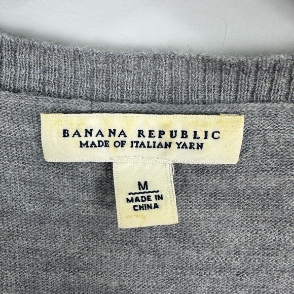 Banana Republic Gray Italian Yarn Ruffle Button Cardigan Sweater Medium - Picture 6 of 9